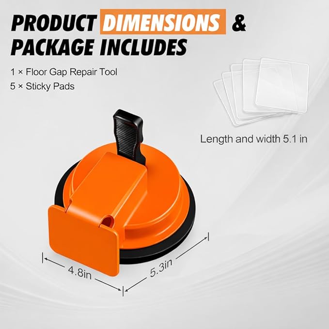 Floor Gap Fixer Tool with Enhanced Suction Cup & Sticky Pads – Easy Laminate, Vinyl & Wood Flooring Gap Repair Tool for Smooth and Textured Floors