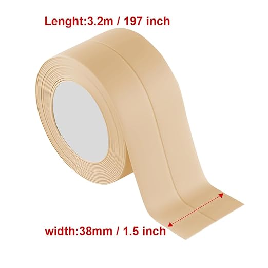Caulk Strip Waterproof and Oil-Proof Caulking Sealing Tape for Cooktop Self Adhesive Caulk Tape for Sink Toilet Bathroom Wall Edge Bathtub Caulk Strip Tape (Beige 3 pcs(1.5" x10.5 Ft x3pcs))