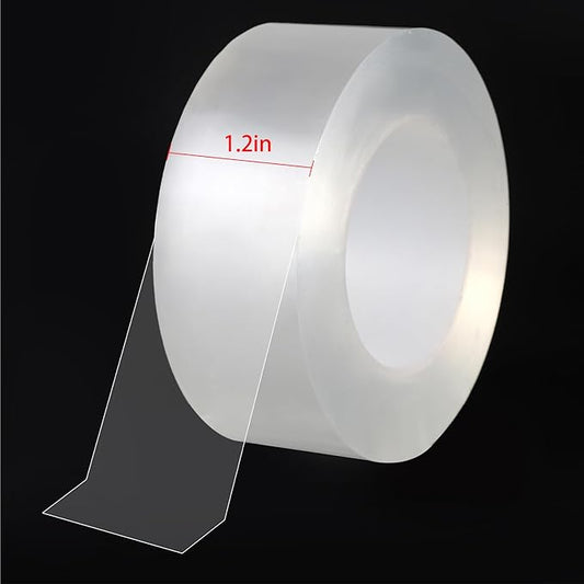 Transparent Weather Sealing Tape, Clear Draft Isolation Film Tape for Door Draft Stopper, Adhesive Tape for Doors, Windows and Shower Glass Gaps - No Residue (1.2 Inch x 66Ft)