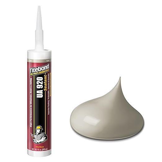 Titebond UA 920 Sealant, Clay – Urethane Acrylic Elastomeric Caulk, Crackproof & Flexible, UV Resistant, Paintable in 1 Hour, Interior & Exterior Use – 10.1 Oz, 87051