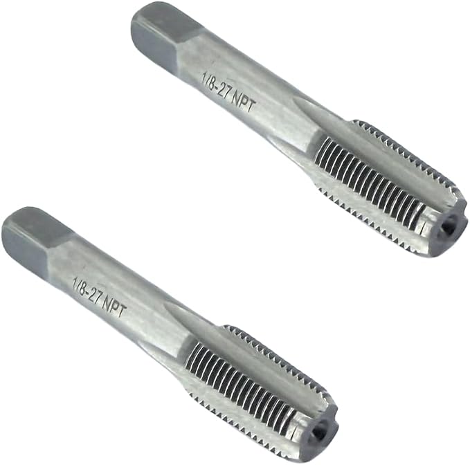 2 Pcs 1/8 NPT Pipe Tapes,Carbon Steel Hand Threading Tap for Plumbing Projects,Auto Repairs and Other Various DIY Thread Cutting Tools Small Poject