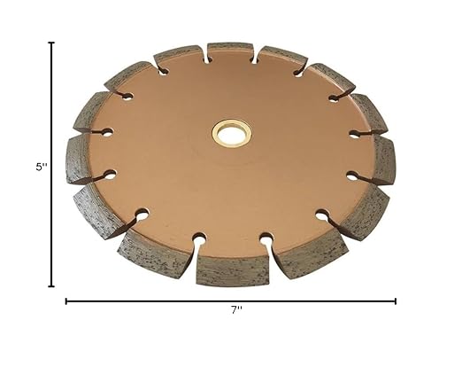 7" Crack Chaser Blade for Cured Concrete, Asphalt Repair or Joint Widen, 0.375" Width, 7/8"-5/8" Non-Threaded Arbor