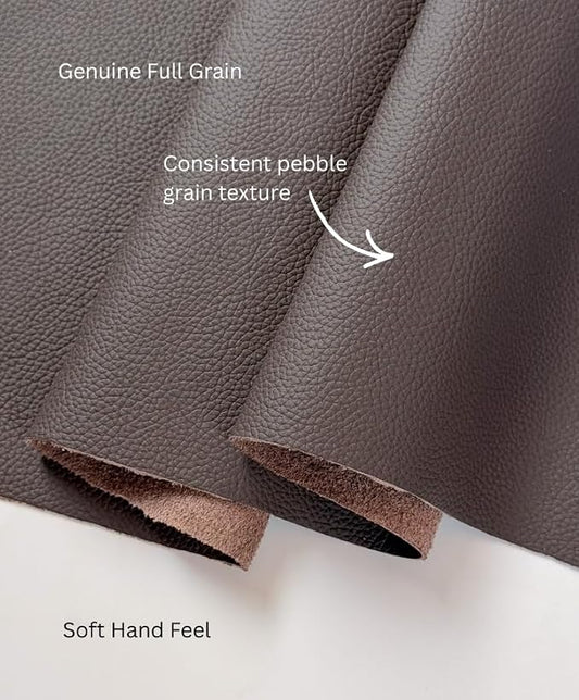 12'' x 24'' Genuine Full Grain Cowhide Leather Sheet — Soft Leather for Upholstery Repair, Handbags, Wallets, Sewing, Crafts, & DIY Projects — 1.1-1.3mm (3oz) Pre-Cut (Chocolate, 5 Pieces)