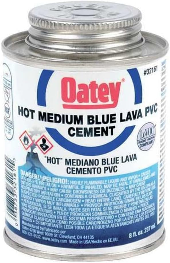 Oatey Blue Lava Hot PVC Cement,8 oz.,Low VOC 32161-1 Each