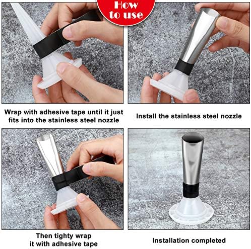 Hotop 23 Pieces Caulking Finisher Kit Caulk Nozzle Applicator Stainless Steel Sealant Finishing Tool Caulk Nozzle Finisher Kit for Kitchen Bathroom Window, 23 Sizes