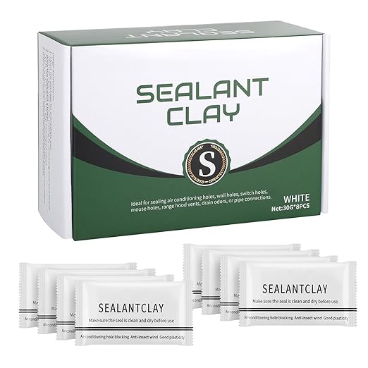 Waterproof Sealant Mastic,Pack of 8 White Seal Putty Waterproof Duct Seal Repair Sealing Clay, Quick Mending Mud for Drain Connection, Wall Hole, Air Conditioning Hole Seal Putty