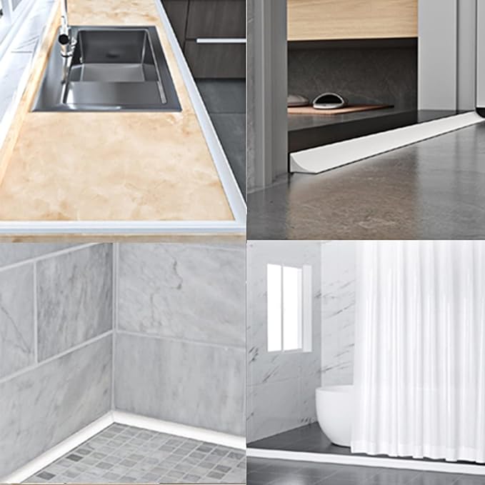 Shower Threshold Water Dam - Walk in Shower Water Guard, Shower Door Bottom Seal Water Barrier, Kitchen Bathroom Sink Splash Guard (39inch)
