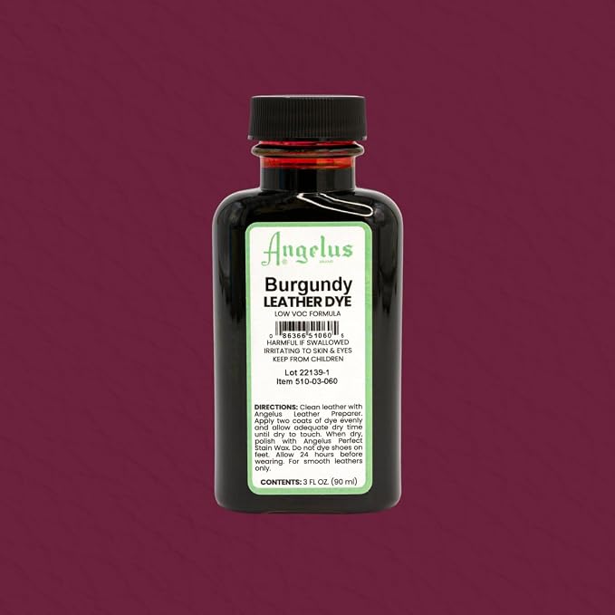 Angelus Leather Dye - Flexible Leather Dye for Shoes, Boots, Bags, Crafts, Furniture, & More 3oz, Dauber Included (Burgundy)