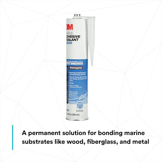 3M Marine Adhesive Sealant 5200, Mahogany, PN06502, Flexible Bonds, Long Work-Time, 1/10 Gallon Cartridge, 10 fl oz