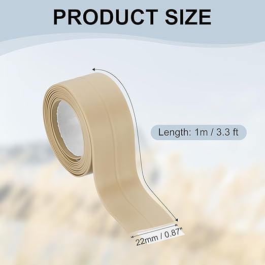 PATIKIL 1" x 3.3 ft Caulk Tape, Caulk Strips PVC Self Adhesive Caulking Tape Waterproof Edge Protectors for Bathroom Accessories Kitchen Countertop, Beige