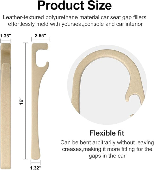 JAGASOL Car Seat Gap Filler, Universal Fits Car SUV Truck PU Leather Crevice Blocker, Between Seat and Center Console, Stops Cellphone Wallet Keys Coins from Dropping, 2 Pack Beige