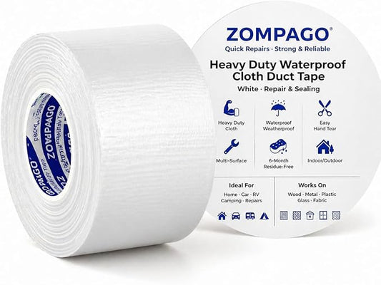 ZOMPAGO White Window Weather Sealing Tape 1.8in x 66FT, Cloth Draft Stopper for Sliding Door & Gap Filler, Strong Adhesive Window Seal Tape Air Conditioner Door Weather Stripping Insulation