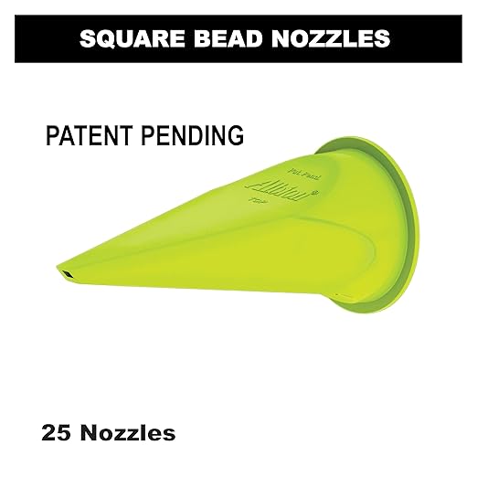 Albion Engineering 1135-3(25 Pack) Square Bead Nozzle for Albion Professional Line Caulking Guns, Yellow, Pack of 25