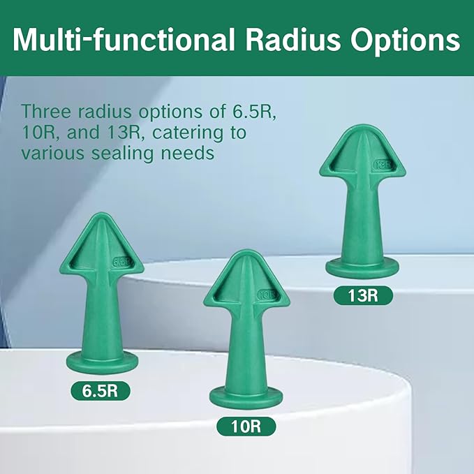 Caulking Tips with Nozzle Adapter Reusable Silicone Caulk Applicator Tools for Easy Application Finishing Grout and Sealant Includes 6.5R 10R 13R Nozzles Easy Caulking Finger Tool(Green)