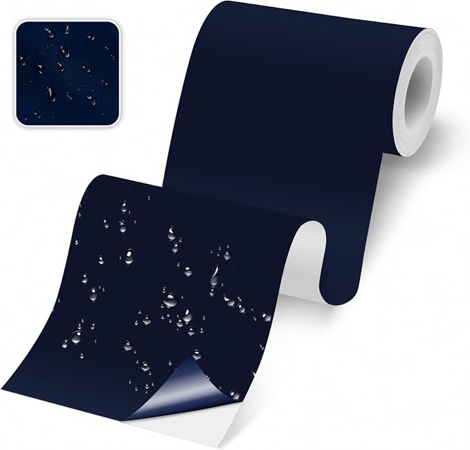 Self-Adhesive Fabric Repair Tape & Tent Repair Kit, Waterproof Patches for Clothes, Down Jacket, Camping Gear, Sleeping Bag, Heavy Duty Navy Nylon Tape for Instant Fix, 3.9"x79"