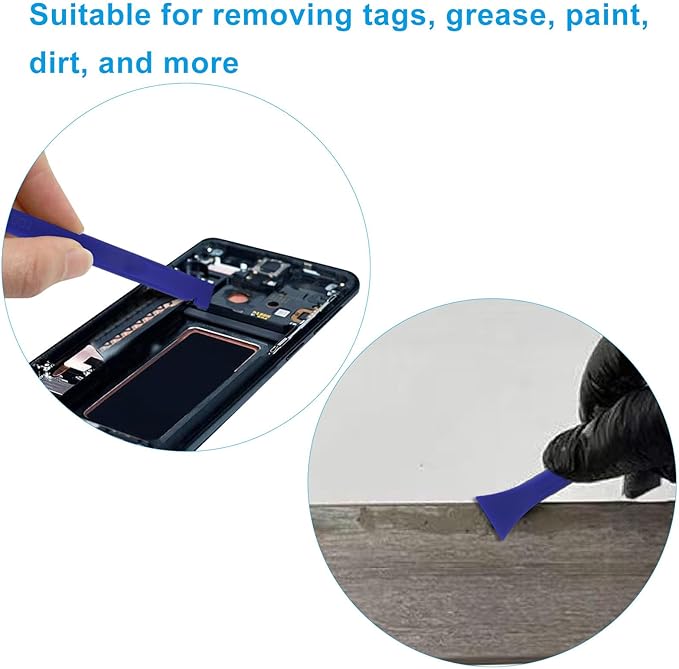 Plastic Scraper Tool 9 Pieces Non-Scratch Cleaning Kit for Tight Spaces, Remove Stickers Labels Oil Stains Food Dirt(Blue)