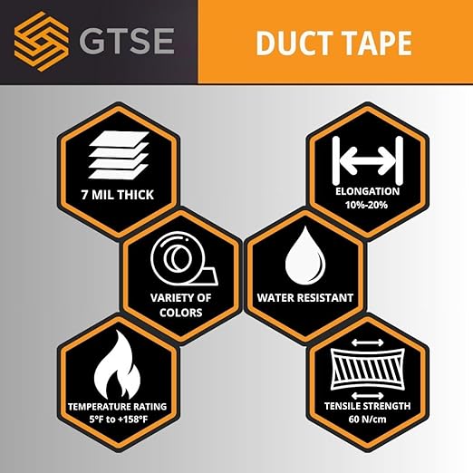 GTSE Wide Duct Tape, White, 4 Inches x 55 Yards (164 ft), Heavy Duty, Waterproof Repair Tape for Indoor or Outdoor Use, 96 Rolls
