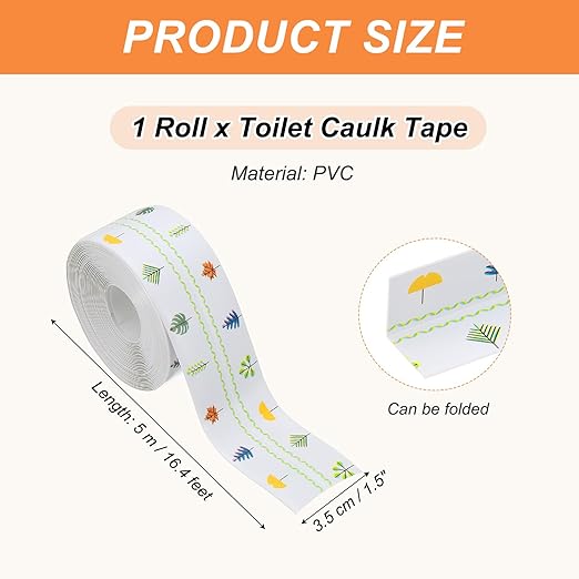 PATIKIL Caulk Tape Waterproof Self Adhesive, PVC Toilet Caulking Sealant Strip Bathtub Caulk Sealing Strip Tape for Bathroom Kitchen Countertop, Autumn Leaves (1.5 Inch x 16.4 Ft)