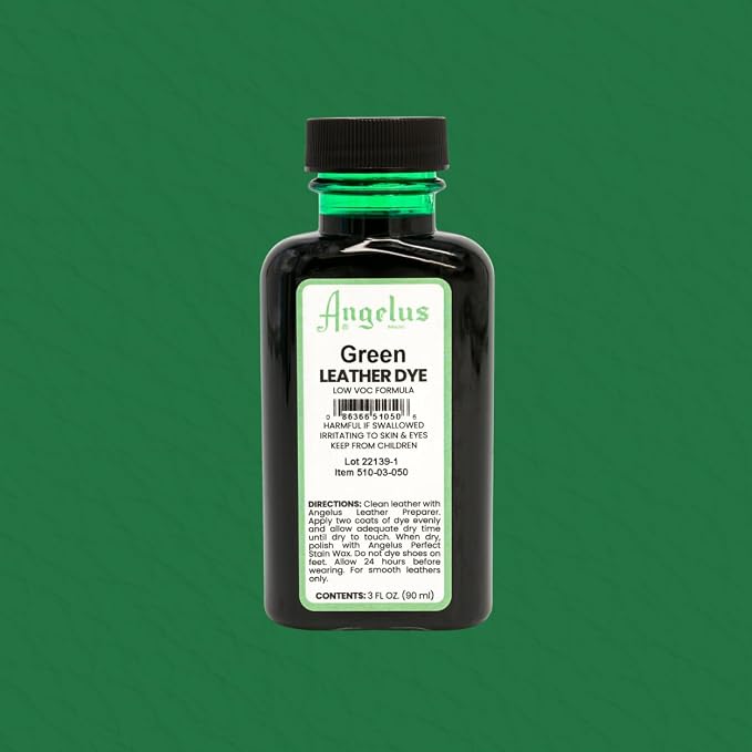Angelus Leather Dye - Flexible Leather Dye for Shoes, Boots, Bags, Crafts, Furniture, & More 3oz, Dauber Included (Green)
