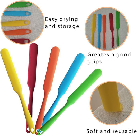5-Pack 9.69 Inch Silicone Spatula Set, Heat Resistant Jar Scrapers with Long Handles, Non-Stick Butter Spreaders for Cake Frosting, Jam, Kitchen, Bakery, Mixing Bowl, Dishwasher Safe