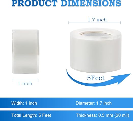 Self Fusing Silicone Tape 1 in x 5' White Waterproof Rubber Leak Proof Sealing Tape Silicone Rubber Self-amalgamating Tape for Emergency Hot and Cold Water Pipe Repairs and Tool Fixation
