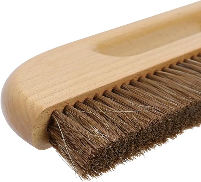 KUMGROT 3-Row Horse Hair Wallpaper Brush, Beech Wood Handle Smoothing Tool for Wall Cleaning/Tile Grout Scrubbing, Multi-Purpose Home Improvement Brush, 2 Pcs Brown (W02)