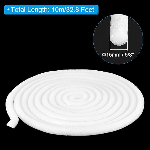 PATIKIL 5/8 Inch x 32.8 Feet Backer Rod for Gaps and Joints, Foam Rope Caulk Crack Joint Filler Roll Seal Weather Strip for Home Construction Car, White