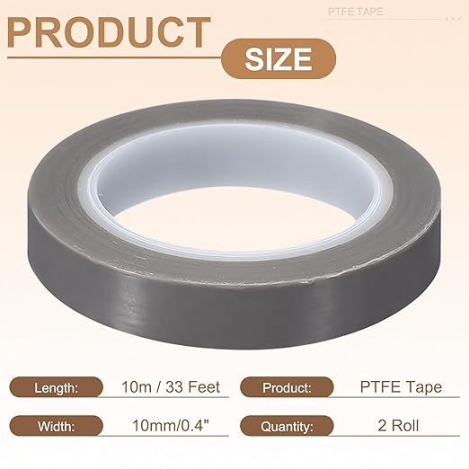 PATIKIL 0.4" x 33ft Heat Resistant Tape, High Temperature Tape PTFE Adhesive High Heat Tape Waterproof Smooth Surface for Vacuum Sealer Machine Insulation Protection, 0.1mm Thick, 2PCS