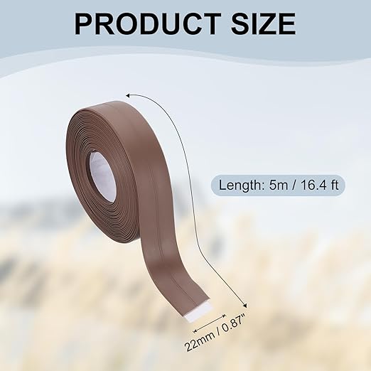 PATIKIL 1" x 16.4 ft Caulk Tape, Caulk Strips PVC Self Adhesive Caulking Tape Waterproof Edge Protectors for Bathroom Accessories Kitchen Countertop, Brown
