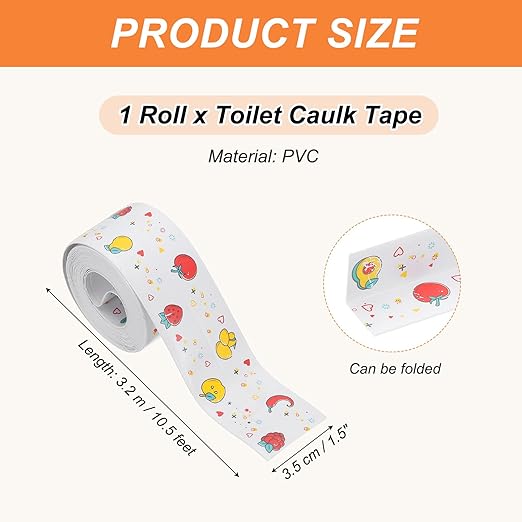 PATIKIL Caulk Tape Waterproof Self Adhesive, PVC Toilet Caulking Sealant Strip Bathtub Caulk Sealing Strip Tape for Bathroom Kitchen Countertop, Fruit (1.5 Inch x 10.5 Ft)