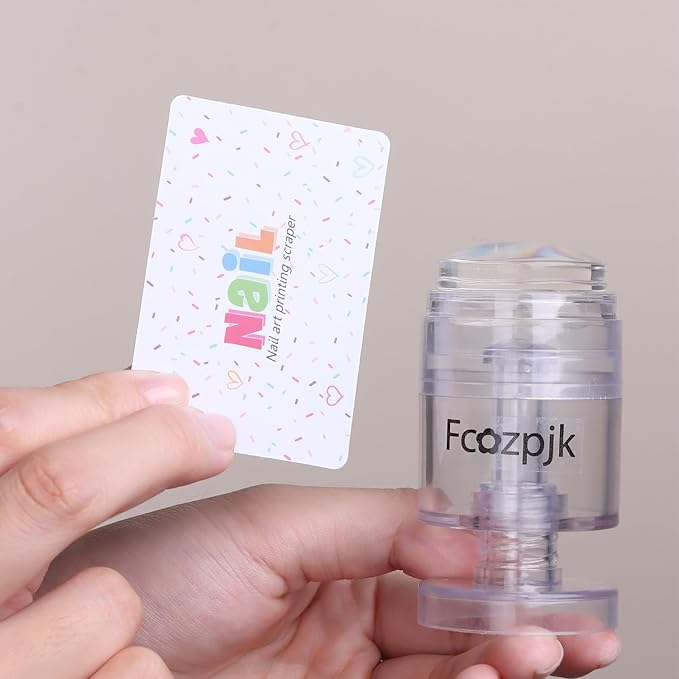 Fcozpjk Rotatable Nail Stamp, Clear Silicone Nail Art Stamper Scraper Kit Soft Jelly Head Stamper Enlarge Shrink Pattern Size French Tips Tool Stamping Printing Manicure Templates Supply Professional