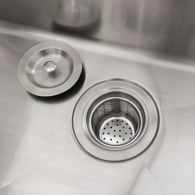 GZILA Kitchen Sink Stopper Replacement, Sealing Lid Sink Drain Stopper for 3-1/2 Inch Standard Drains Assembly, 304 Stainless Steel with Rubber Gasket, Brushed Nickel