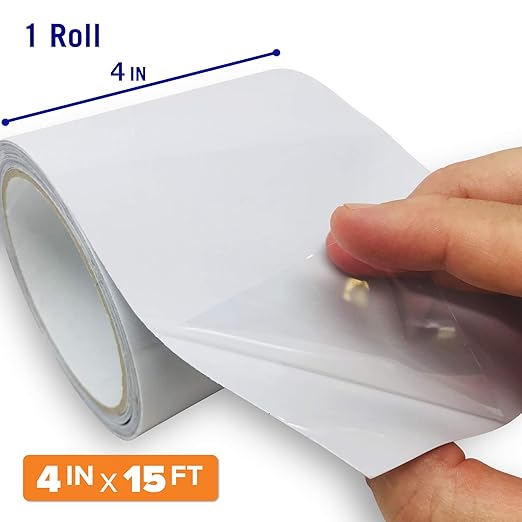 Better Boat White Waterproof Tape for Leaks Heavy Duty Marine Grade Seal Tape, 15 ft x 4 in, Shower, Pool, RV, Roof Patching and Sealing