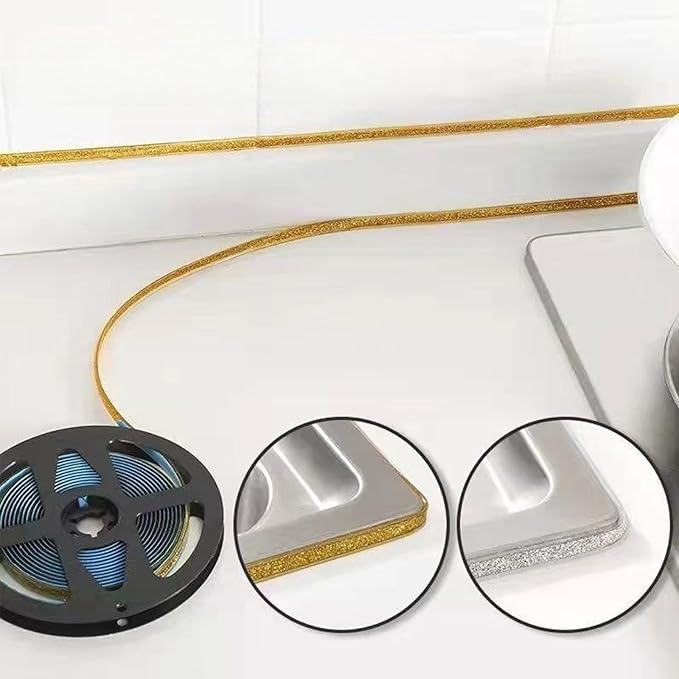 ANIS·KEAAR 19.69Ft x 0.31In Black Self Adhesive Caulk Strip - Peel and Stick Molding Trim Gap Sealant Tape, Decorative Edging Border for Stove Sink Toilet Bathtub Wall Edge Cabinet (Black)