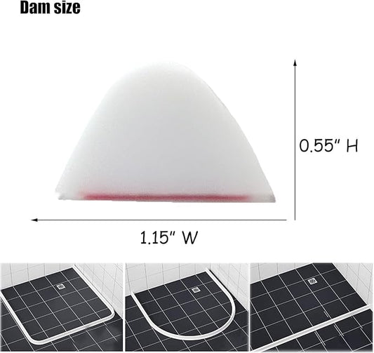 1/2" High Collapsible Shower Threshold Water Dam Barrier 67" Shower Water Stopper Barrier Shower Splash Guard For Walk In Shower Water Guard Suitable For Bathrooms Kitchens To Block Water Flow White
