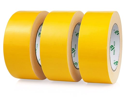 BOMEI PACK Yellow Duct Tape, 3Rolls Heavy Duty Strong Industrial Color Duct Tape 9mil x 1.88inch x 30yds for Packing and Repairing