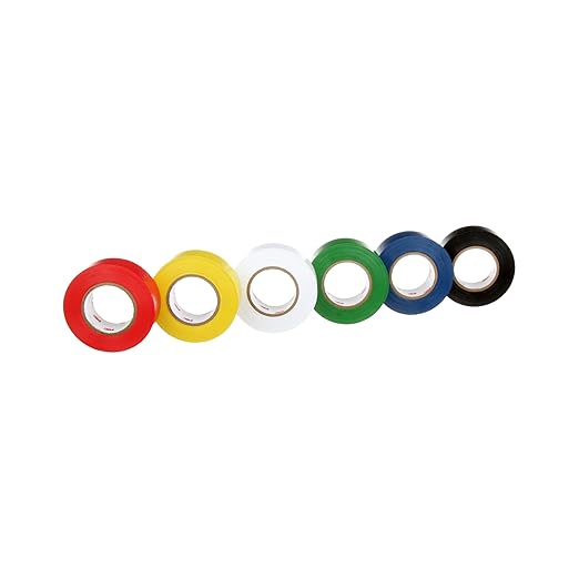 3M General Purpose Vinyl Tape 764, Color Coding Pack, 6 Roll per Pack, 0.94" x 21.8 yd, Great for Light Traffic Floor Marking Tape, Safety, and Bundling