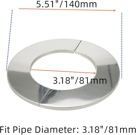Wall Split Flange, Stainless Steel Round Escutcheon Plate for 3.18"/81mm Diameter Pipe, Pack of 2