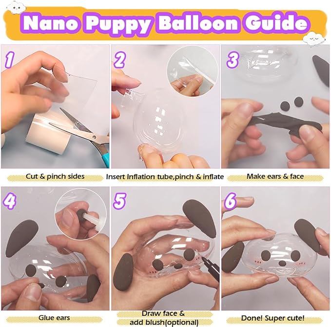 FUNSHOWCASE Nano Tape Bubble Kit with Clay, Marker, 6-Design Guide Squishy Maker Set