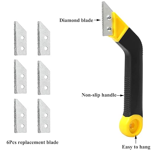 daier Grout Removal Caulking Tool Set, Sturdy Angled Grout Scraping Rake Tool, Grout Saw Knife, 4Pcs Silicone Sealant Tool for Tile Cleaning