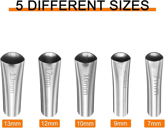 HARFINGTON 5pcs Caulking Nozzle Applicator 7/9/10/12/13mm Caulking Finisher Kit Stainless Steel Sealant Finishing Tool Kit Reusable Caulk Nozzle for Kitchen Bathroom