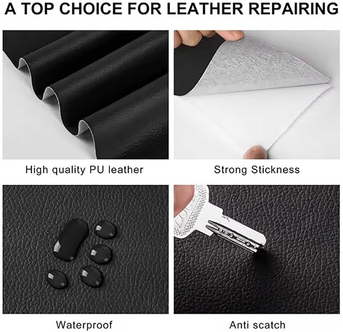 Leather Repair Kit for Furniture,Leather Tape for Car Upholstery Seat Repair Self-Adhesive Fabric Leather Repair Patch for Motorcycle, Leather Couch Repair Patches (Wine Red,19x11 inches)