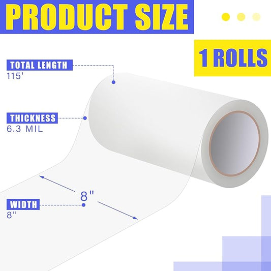 8'' x 115' Greenhouse Repair Tape 6.3 mil Thickness Heavy Duty Greenhouse Tape Clear UV Resistant Waterproof for Repairing Plastic Sheeting Polyethylene Film for Seaming Splicing