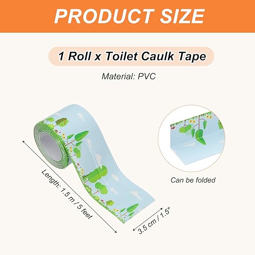 PATIKIL Caulk Tape Waterproof Self Adhesive, PVC Toilet Caulking Sealant Strip Bathtub Caulk Sealing Strip Tape for Bathroom Kitchen Countertop, Forest (1.5 Inch x 5 Ft)