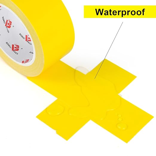 BOMEI PACK Duct Tape Yellow Heavy Duty,9 Mil Thickness,Strong Industrial Strength,Flexible,No Residue,Waterproof and Tear by Hand,Multi-Use for Indoor & Outdoor Repairs (4 Inch x 30 Y)