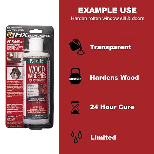 PC-Products PC-Woody Wood Repair Epoxy Paste, Two-Part 12 oz, and PC-Petrifier Wood Hardener 16 oz, Kit
