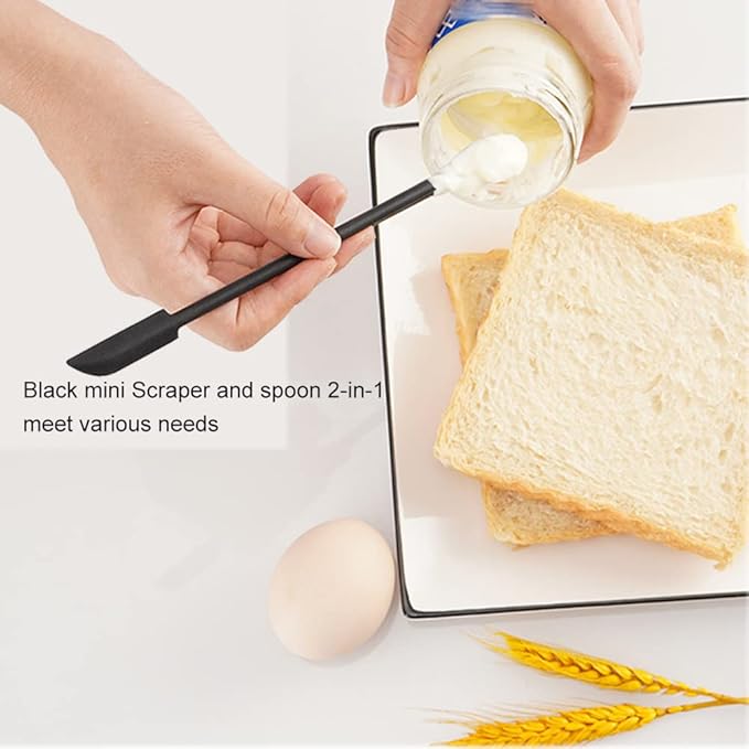 Mini Silicone Spatula Set Stretchable Makeup Spatulas Small Scooper and Spoon 2-in-1Tiny Spatula for Kitchen Bottle Beauty Jar, Adjustable Size and Reusable, 3Pcs