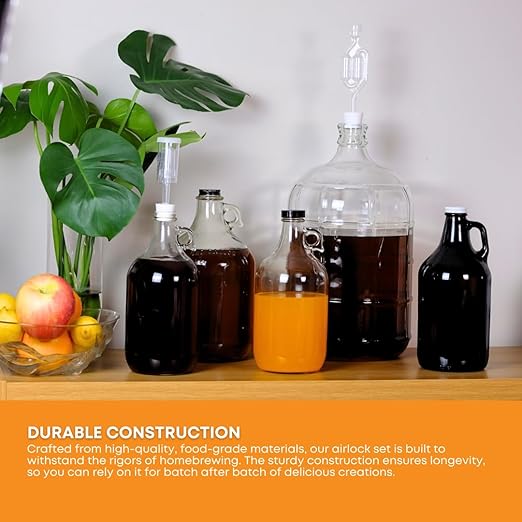 Fastrack Twin Bubble Airlock and Carboy Bung (2-Pack) | Fermentation Airlocks for Homebrewing Beer, Wine, Mead, and Kombucha