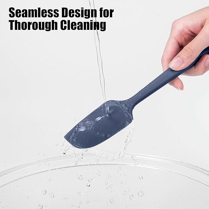 600°F Heat Resistant Small Spatula, Doosu Mini Food-Grade Silicone Bowl Scraper Compact Flexible Kitchen Cooking Baking Tool for Scraping Jar Jams Nut Butters & Mixing Stirring Sauce (Navy Blue)