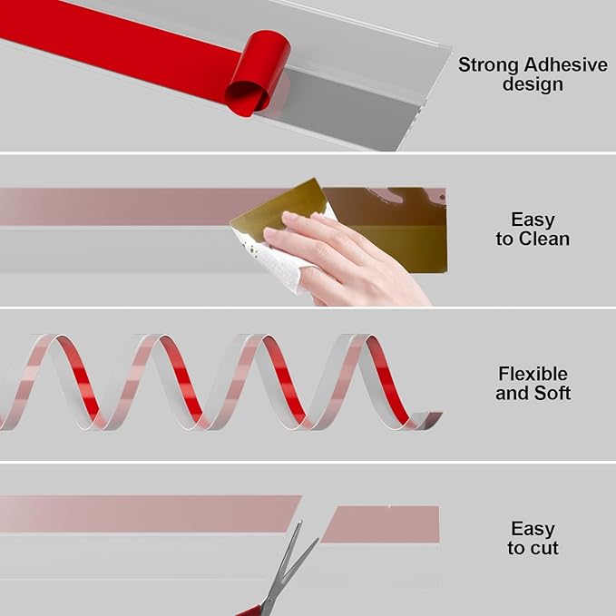 Best Door Weather Stripping Extra Thick 2mm Door Draft Stopper Silicone Seal Strip, Draft Seal Tape for Doors Windows and Shower Glass Gap 2 Inch(W) x 20 FT(L)